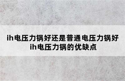 ih电压力锅好还是普通电压力锅好 ih电压力锅的优缺点